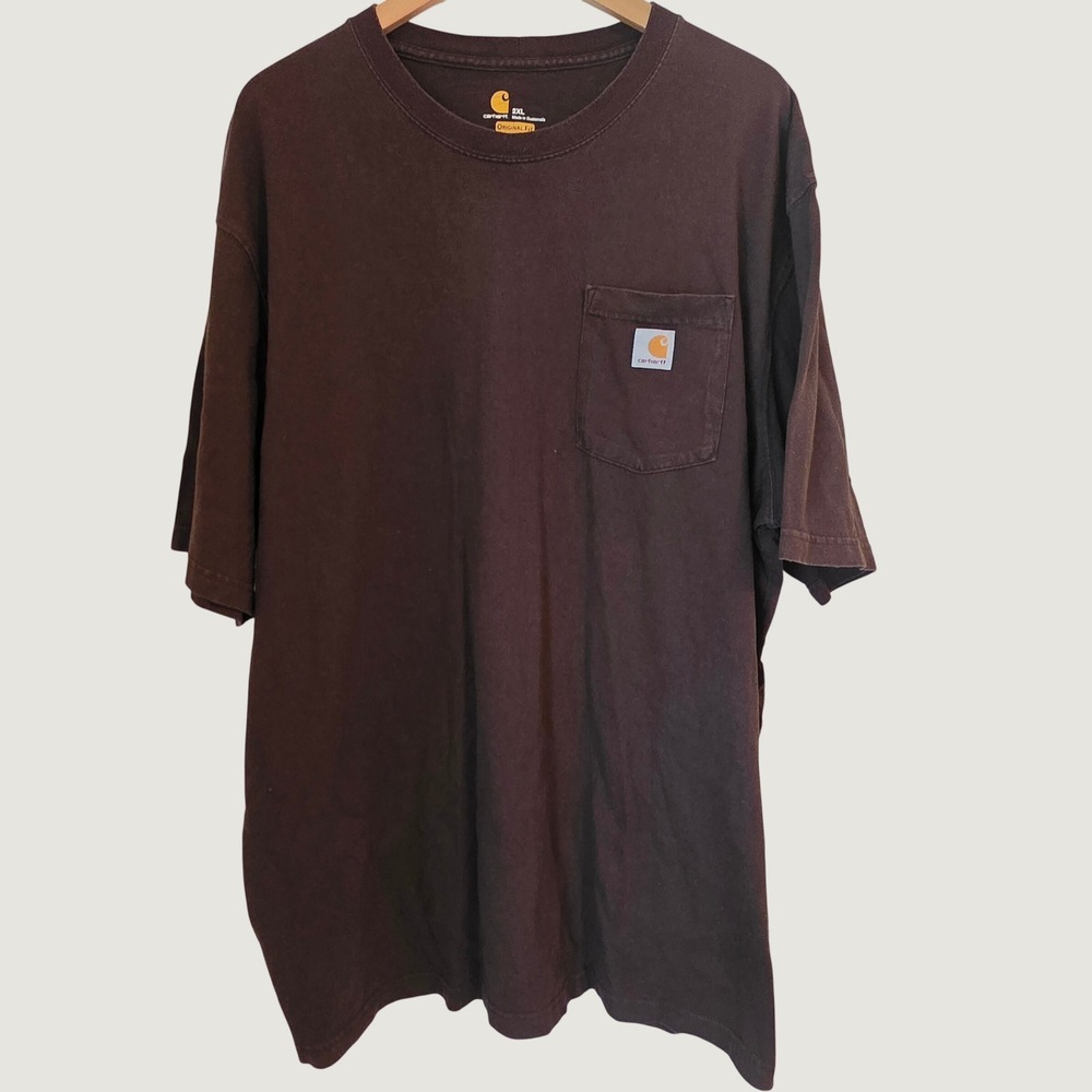 Carhartt Pocket T-Shirt Men's Brown Workwear Gorpcore Streetwear Casual 2XL